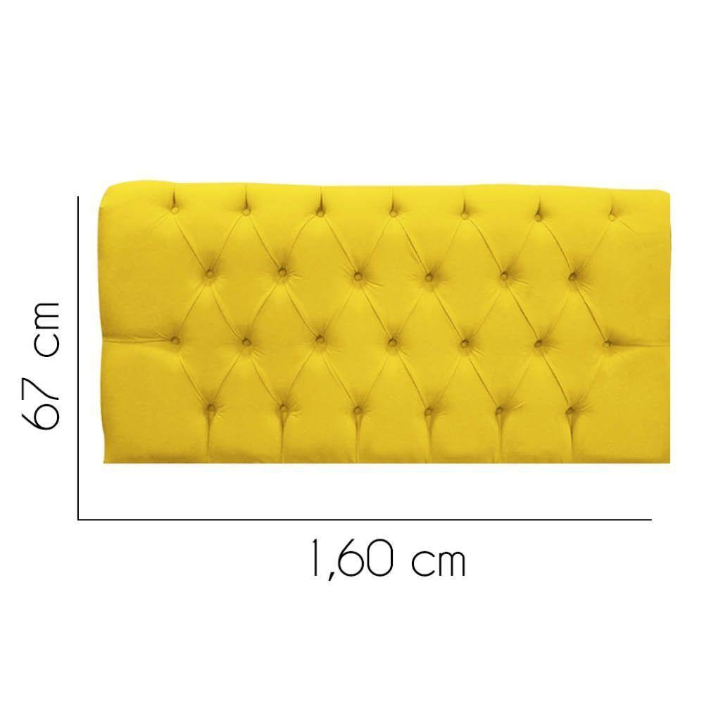 Painel Cabeceira Estofada Paris 160cm Cama Box Queen Corino Amarelo- Mabe Magazine - 2
