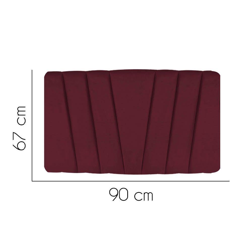 Painel Cabeceira Estofada Bélgica 90cm Cama Box Solteiro Suede Bordo- Mabe Magazine - 2