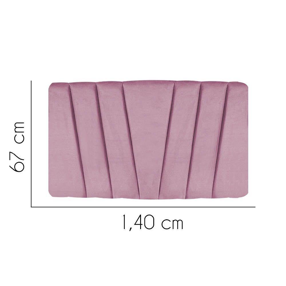 Painel Cabeceira Estofada Bélgica 140cm Cama Box Casal Suede Rosa Bebe- Mabe Magazine - 2