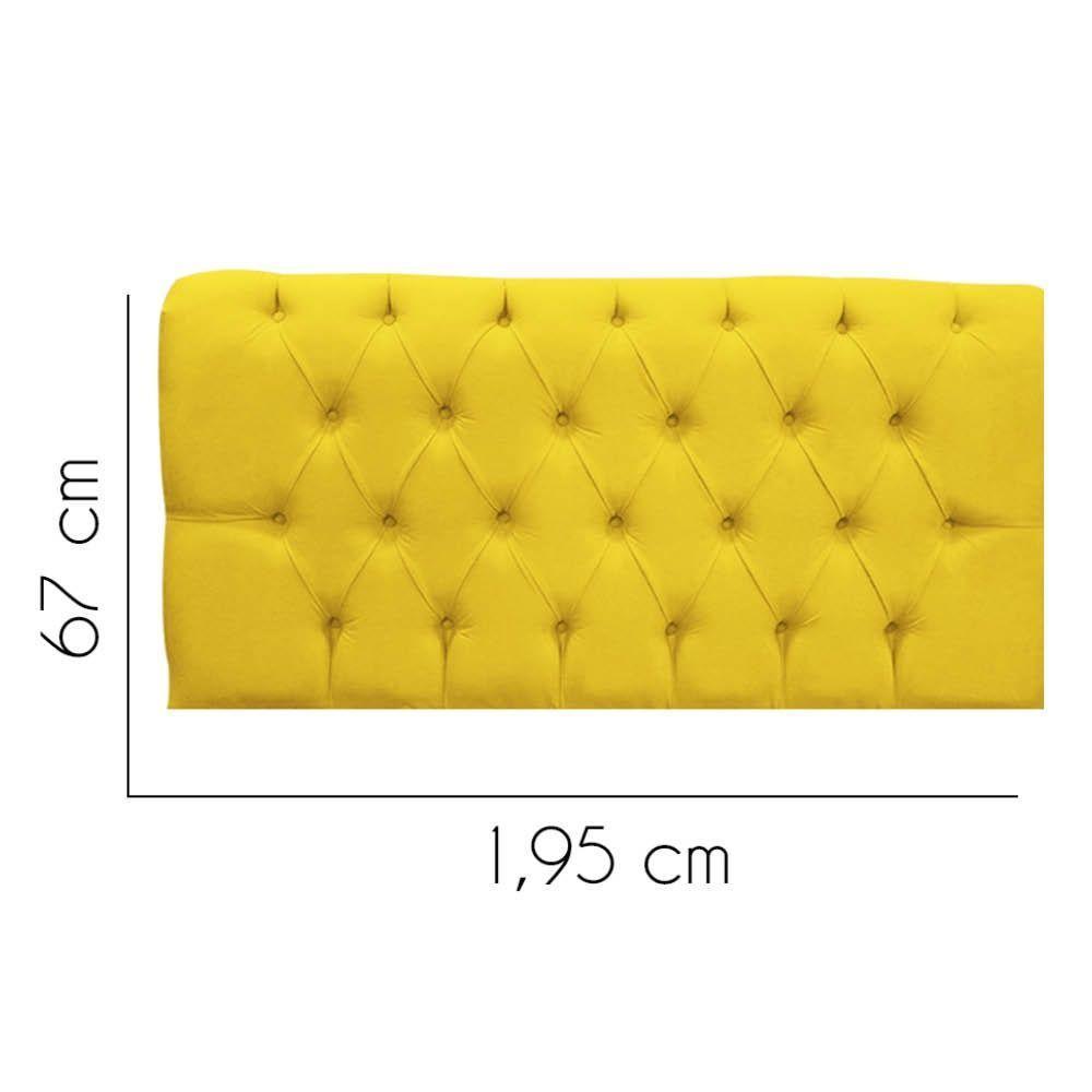 Painel Cabeceira Estofada Paris 195cm Cama Box King Suede Amarelo- Mabe Magazine - 2