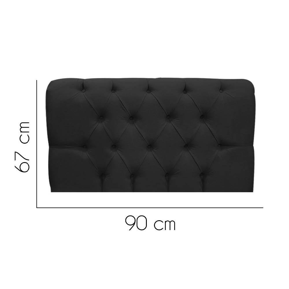 Painel Cabeceira Estofada Paris 90cm Cama Box Solteiro Suede Preto- Mabe Magazine - 2