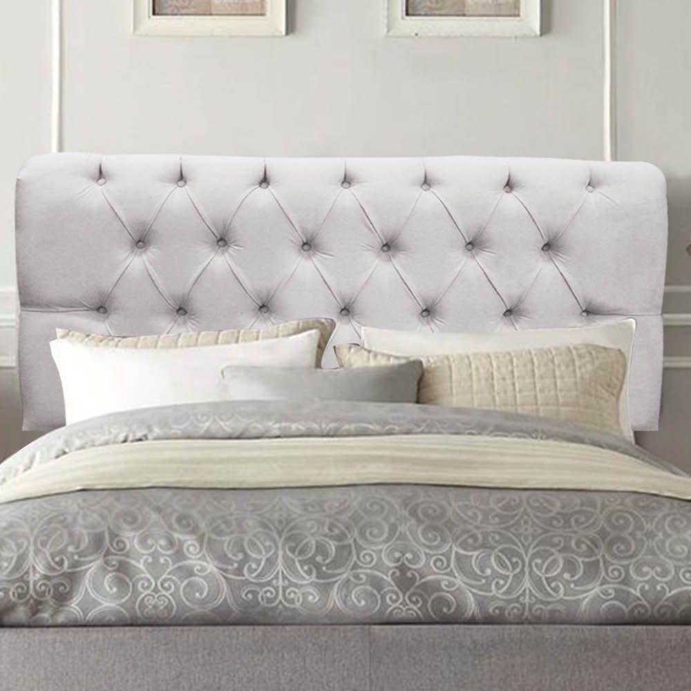 Painel Cabeceira Estofada Paris 140cm Cama Box Casal Suede Cinza Claro- Mabe Magazine - 1