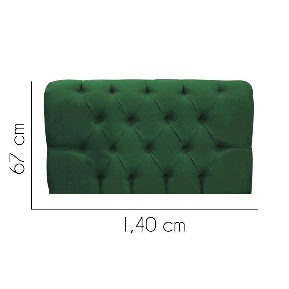 Painel Cabeceira Estofada Paris 140cm Cama Box Casal Suede Verde- Mabe Magazine - 2