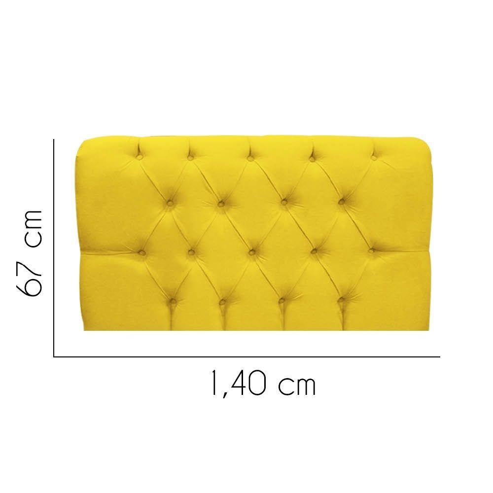 Painel Cabeceira Estofada Paris 140cm Cama Box Casal Suede Amarelo- Mabe Magazine - 2