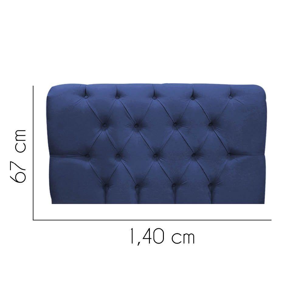 Painel Cabeceira Estofada Paris 140cm Cama Box Casal Suede Azul- Mabe Magazine - 2