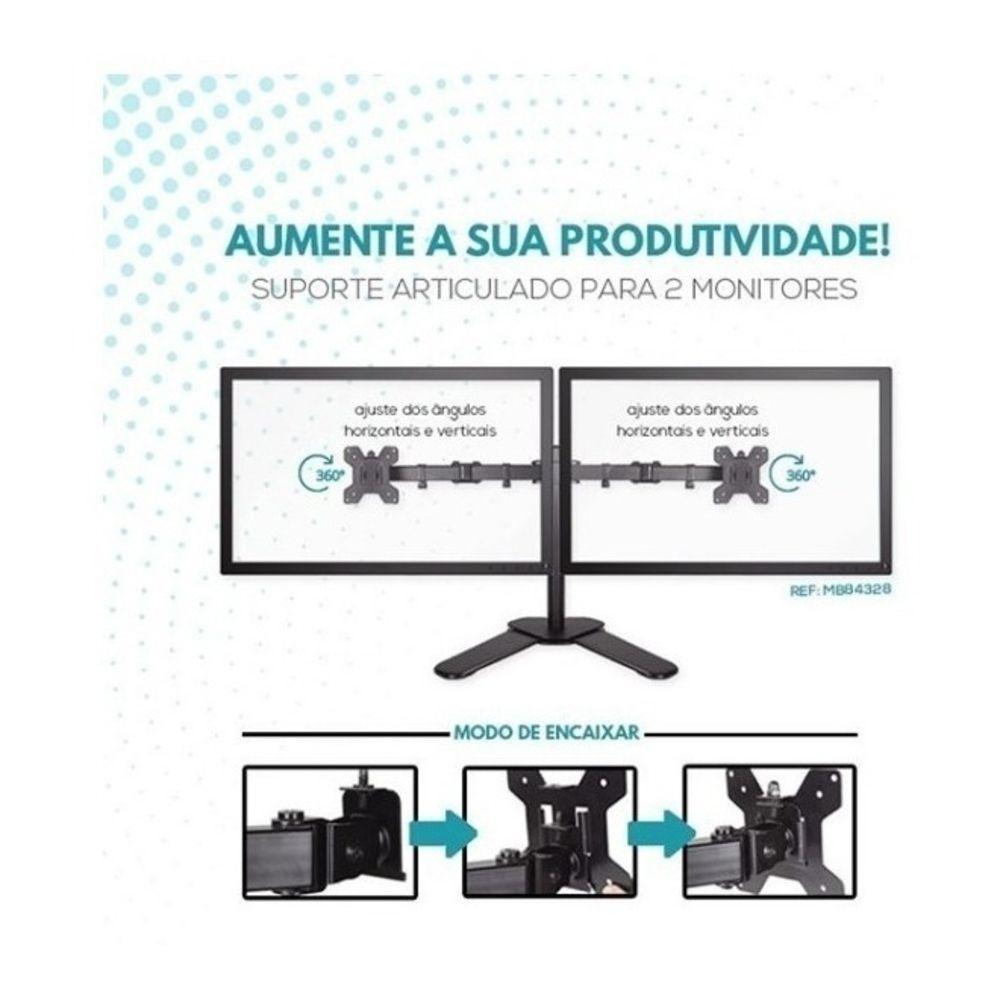 Suporte Articulado Duplo De Mesa Para Monitores 15” A 27” – Design Premium, Ergonomia E Alta Performance - 2
