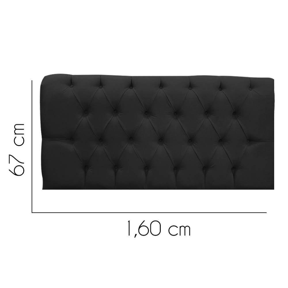 Painel Cabeceira Estofada Paris 160cm Cama Box Queen Corino Preto- Mabe Magazine - 2