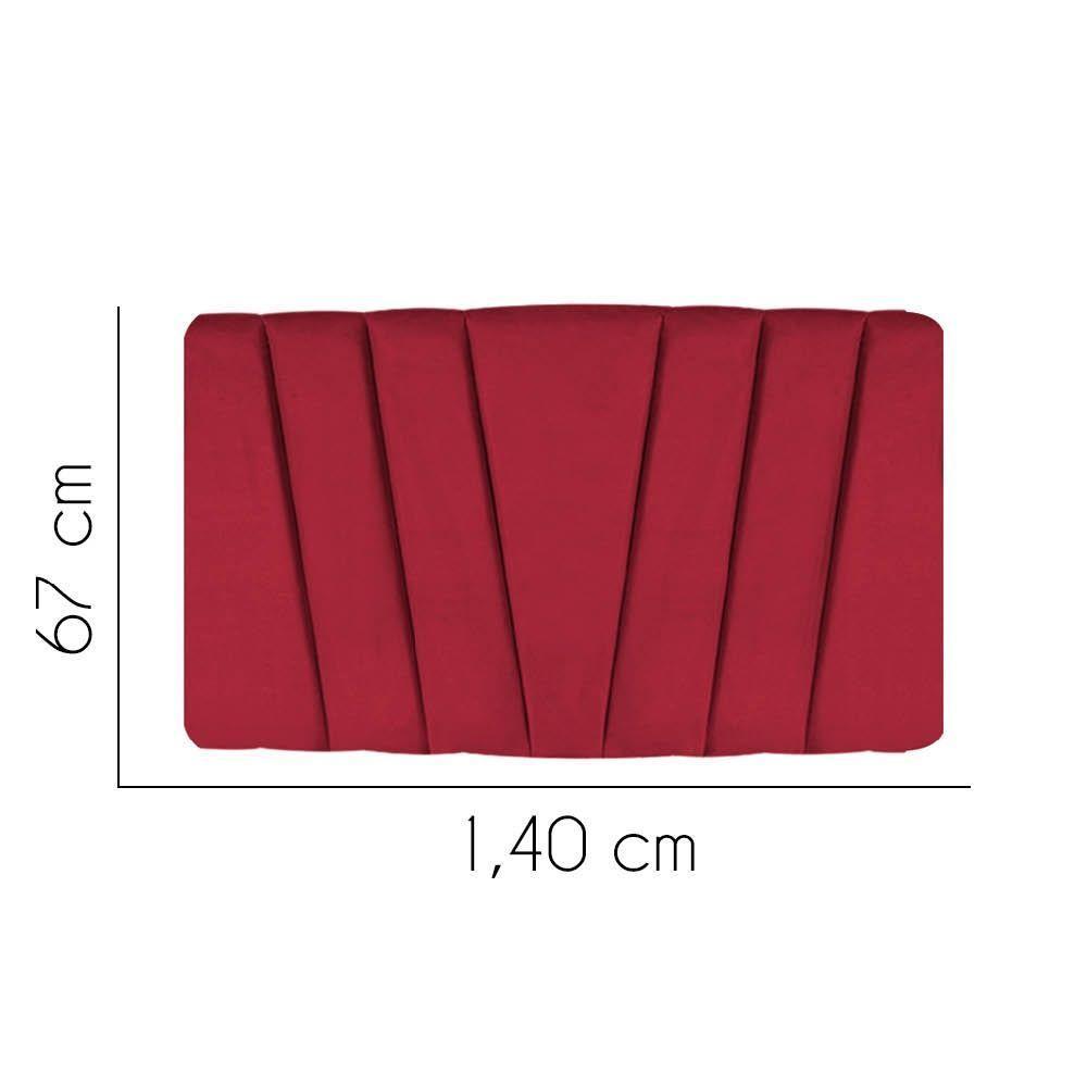 Painel Cabeceira Estofada Bélgica 140cm Cama Box Casal Suede Vermelho- Mabe Magazine - 2