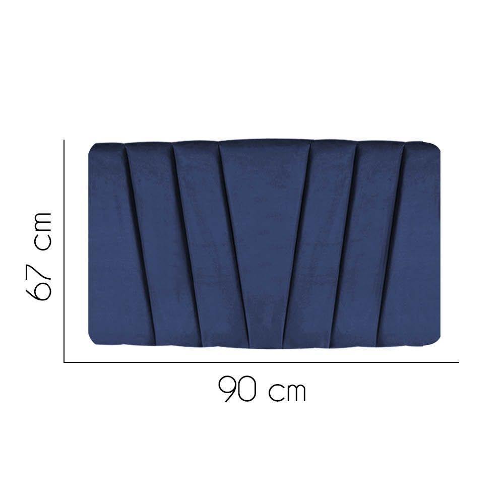 Painel Cabeceira Estofada Bélgica 90cm Cama Box Solteiro Suede Azul- Mabe Magazine - 2