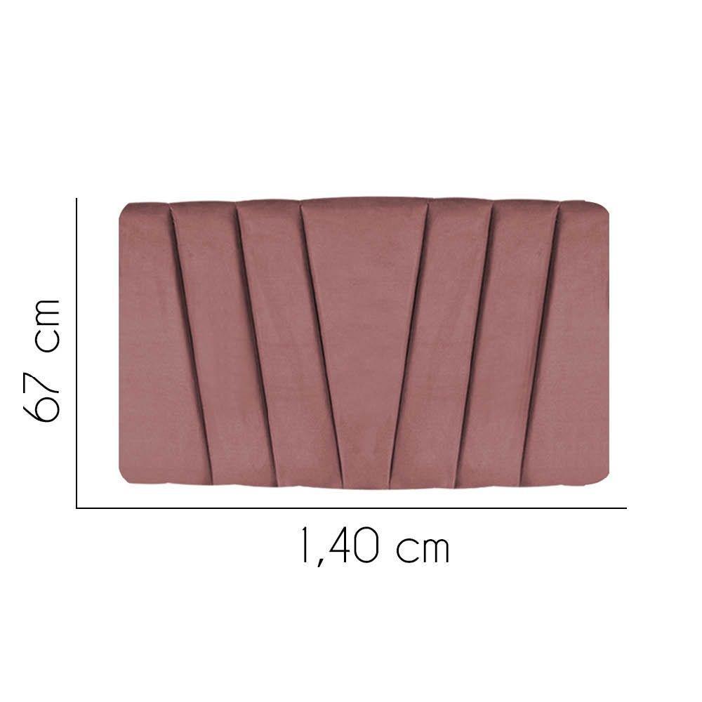 Painel Cabeceira Estofada Bélgica 140cm Cama Box Casal Suede Rose- Mabe Magazine - 2