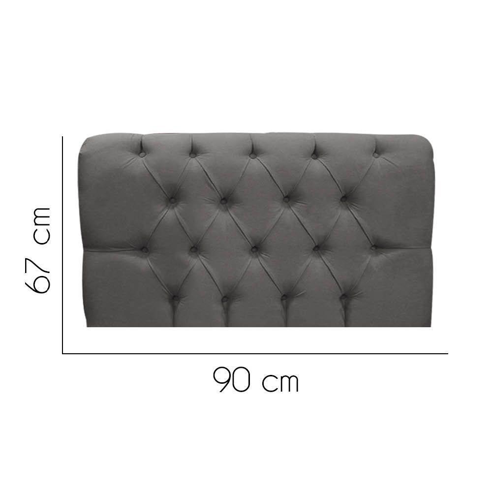 Painel Cabeceira Estofada Paris 90cm Cama Box Solteiro Corino Cinza Escuro- Mabe Magazine - 2