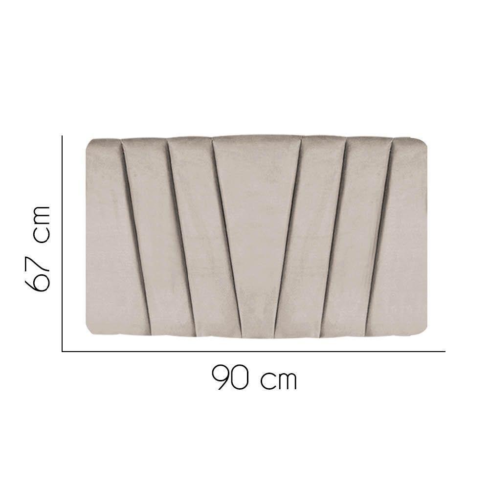 Painel Cabeceira Estofada Bélgica 90cm Cama Box Solteiro Corino Bege- Mabe Magazine - 2