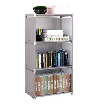 Estante Organizadora Modular Cinza Com 4 Prateleiras Multiuso Para Livros, Brinquedos E Calçados