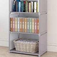 Estante Organizadora Modular Cinza Com 4 Prateleiras Multiuso Para Livros, Brinquedos E Calçados - 6