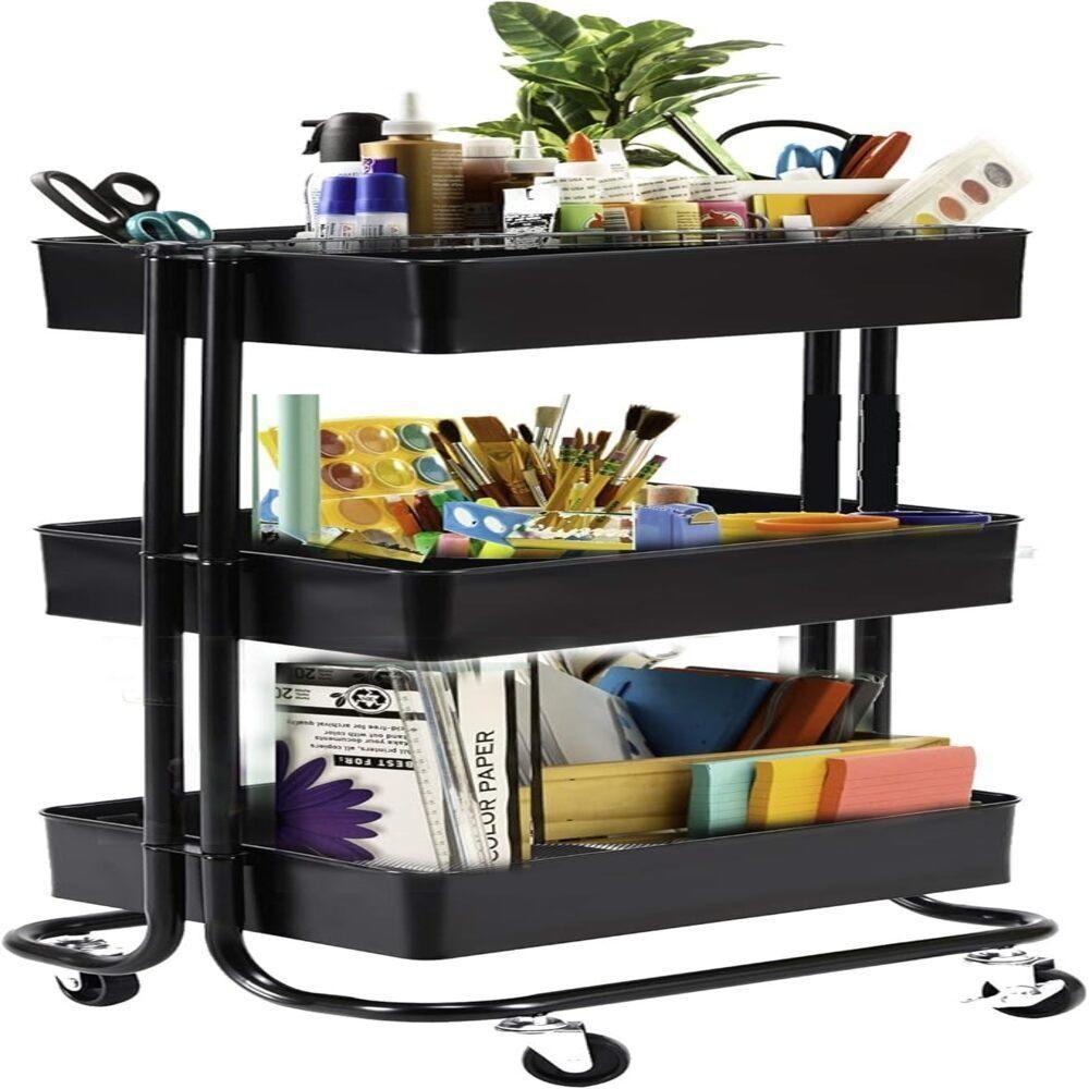 Carrinho Multiuso Com 3 Prateleiras Em Aço – Organização E Estilo Para Qualquer Ambiente - 3