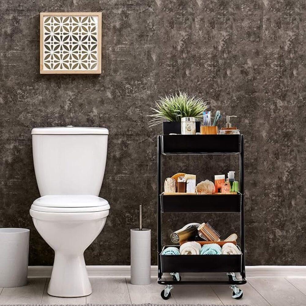 Carrinho Multiuso Com 3 Prateleiras Em Aço – Organização E Estilo Para Qualquer Ambiente - 4