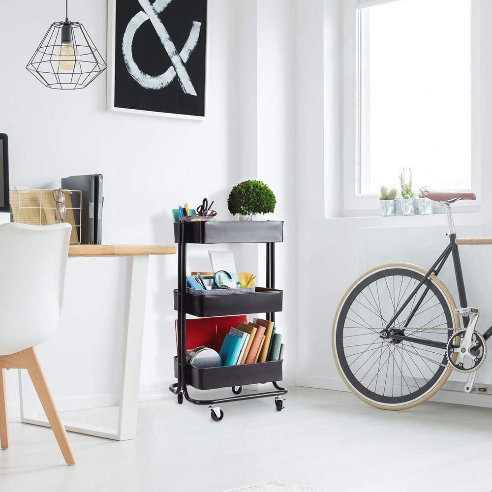 Carrinho Multiuso Com 3 Prateleiras Em Aço – Organização E Estilo Para Qualquer Ambiente - 6