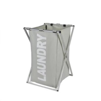 Cesto Organizador Cromado Com Saco Cinza – Estilo E Praticidade Para Lavanderia E Banheiro