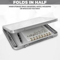 Mesa Dobrável Portátil De Alumínio Com Tampo Em Mdf – Vira Maleta, Ideal Para Sofá, Cama, Home Office E Refeições