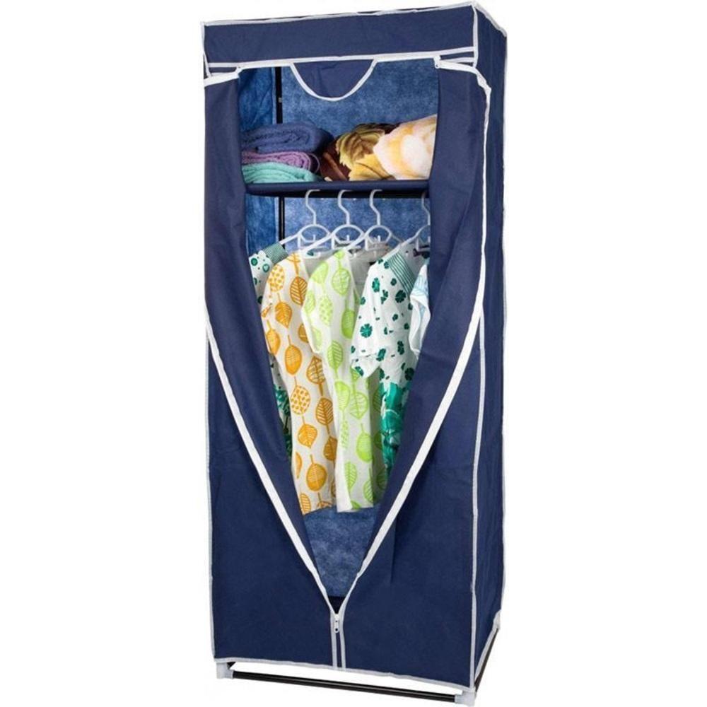 Guarda-roupa Portátil Com Zíper E Cabideiro – Organização Inteligente E Design Prático Em Azul - 3