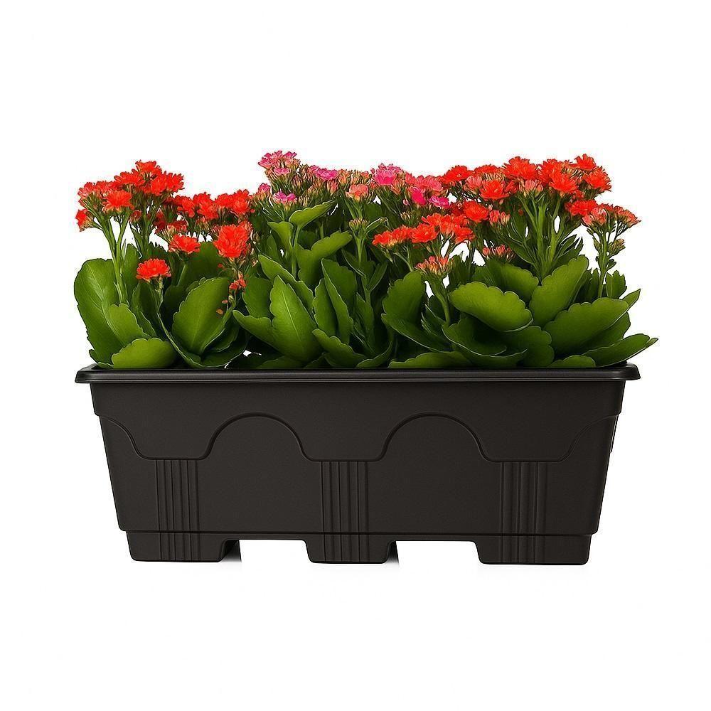 Floreira Retangular 10 L De Plástico Preto Para Jardins, Varandas E Hortas - 1