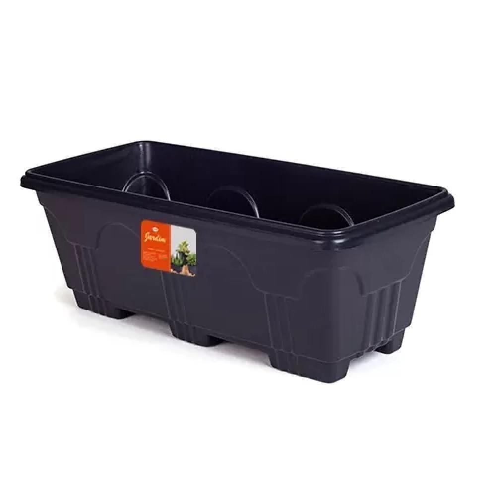 Floreira Retangular 10 L De Plástico Preto Para Jardins, Varandas E Hortas - 3
