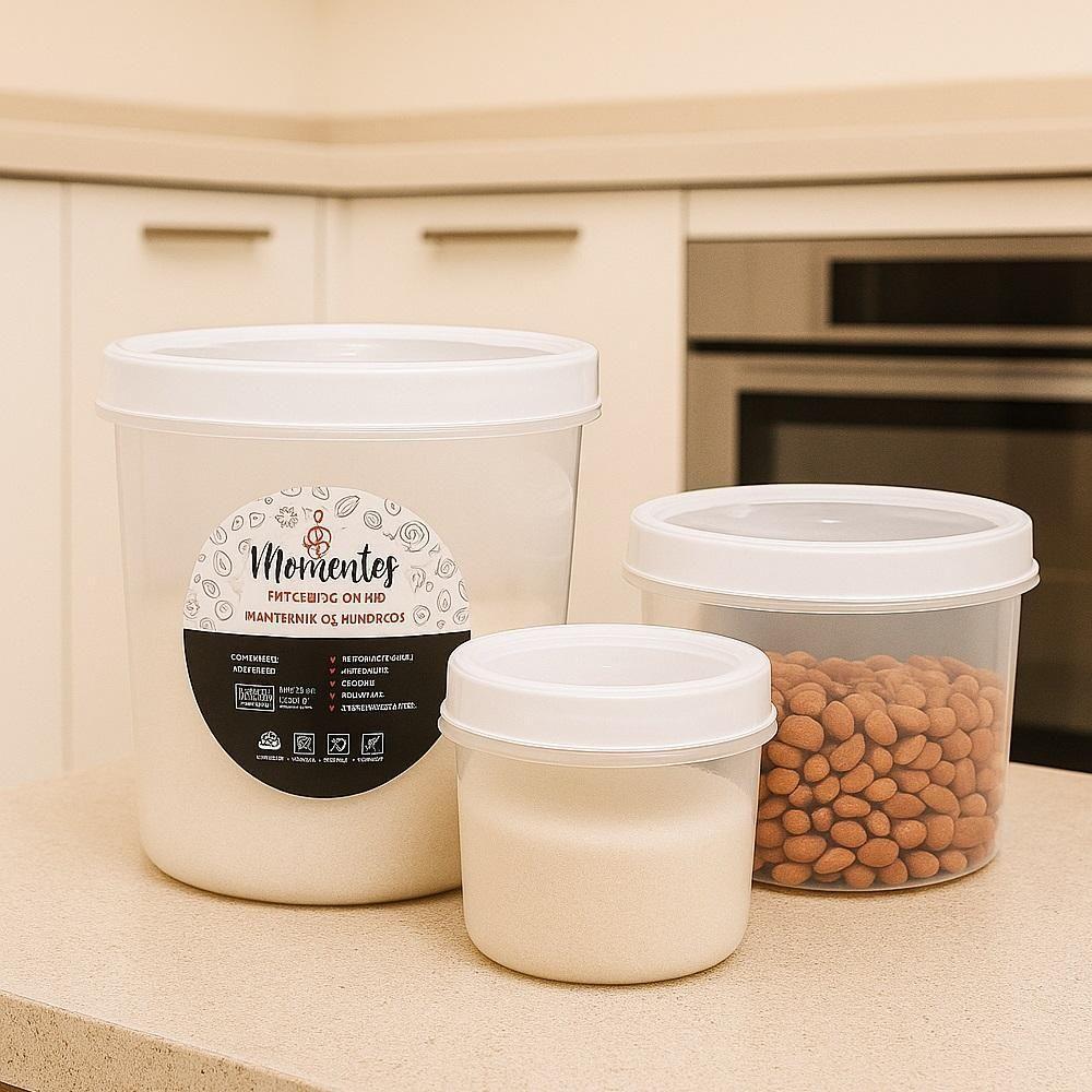 Kit Porta-mantimentos 3 Potes Com Tampa Rosqueável Hermética Para Grãos E Alimentos Secos - 2