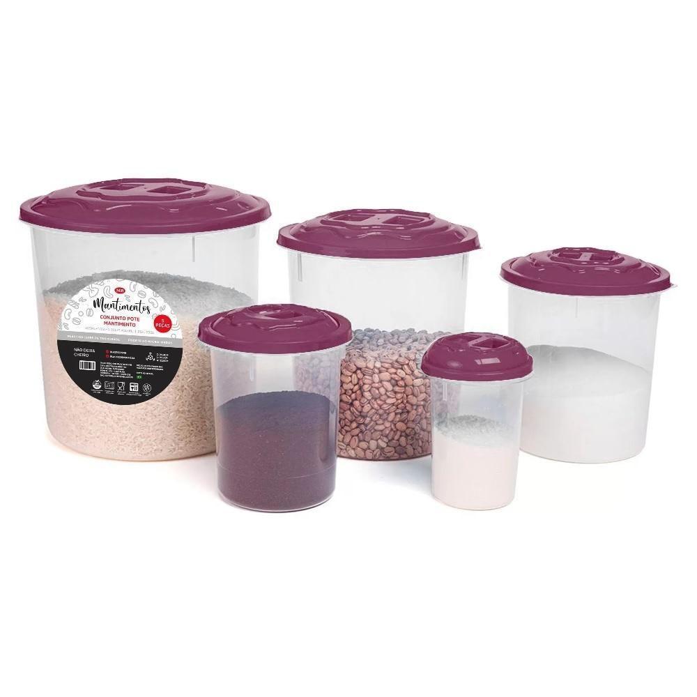 Kit 5 Potes Porta Mantimentos – Organização Completa Para Sua Cozinha - 5
