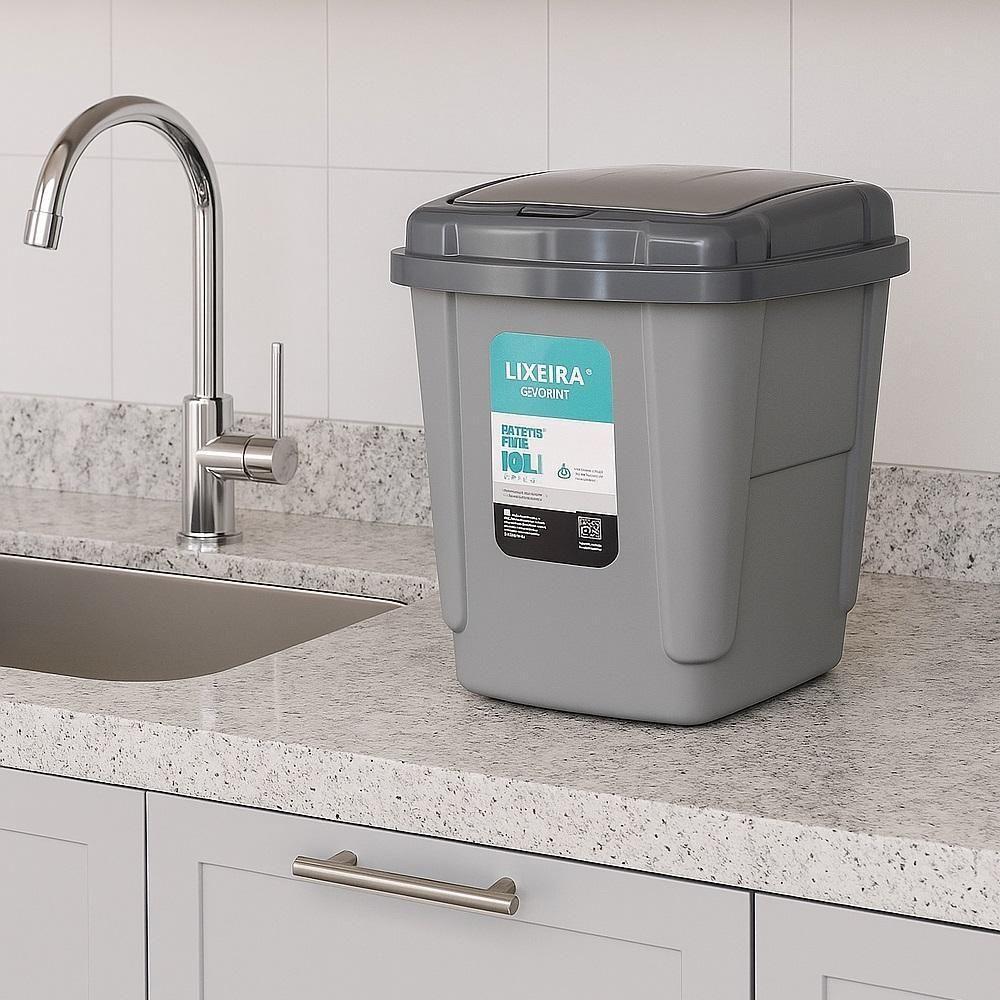 Lixeira Click 4,5 L Com Abertura Por Clique Para Pia, Cozinha, Consultório E Banheiro - 4