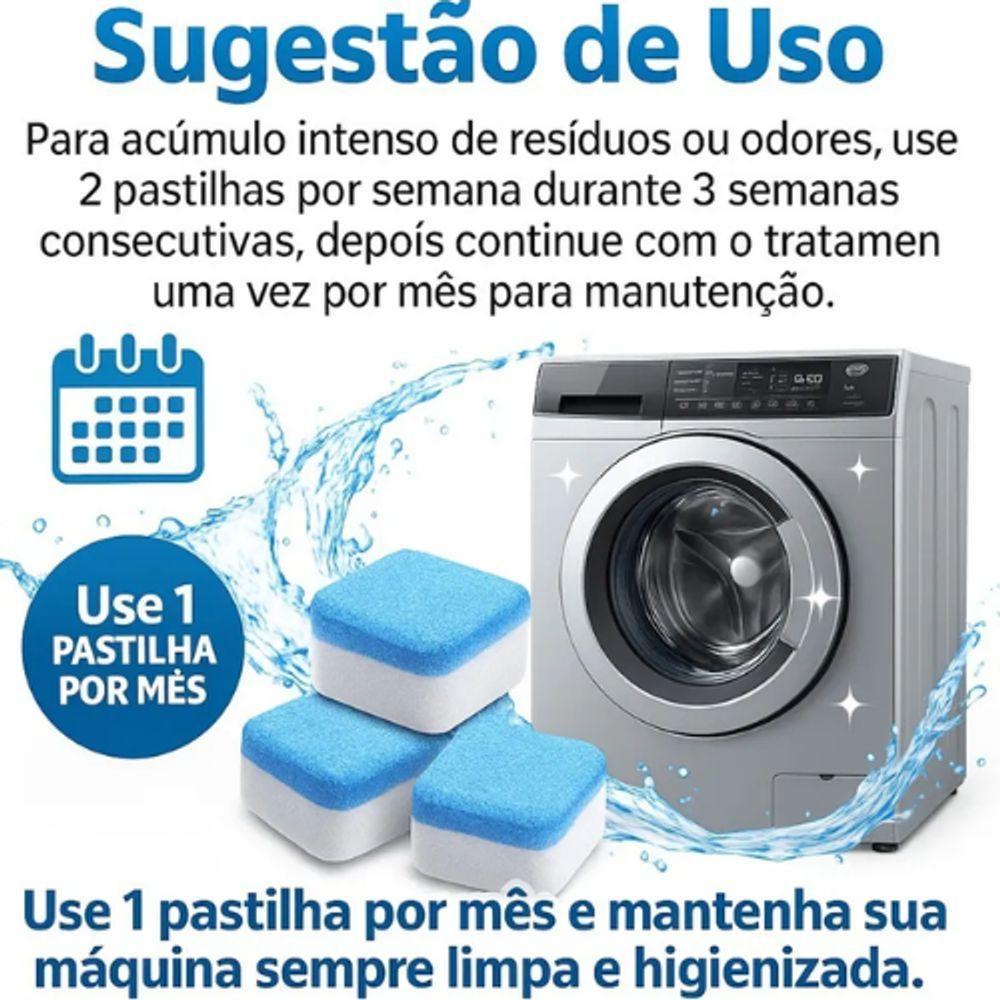 Pastilhas De Limpeza Efervescente Para Máquina De Lavar Roupas E Louças – Kit Com 12 Unidades - 6
