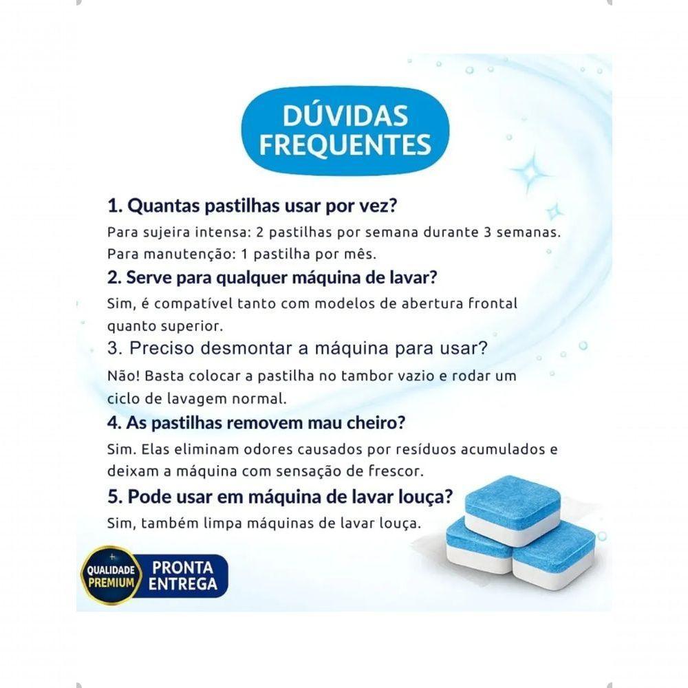 Pastilhas De Limpeza Efervescente Para Máquina De Lavar Roupas E Louças – Kit Com 12 Unidades - 7