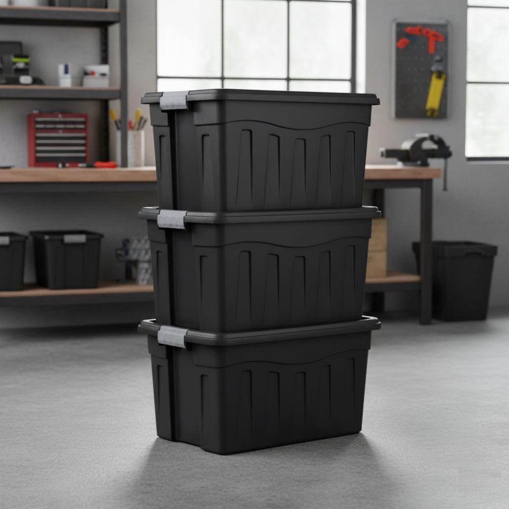 Caixa Organizadora Grande 53 L Preta Com Rodinhas E Tampa Com Travas Laterais - 3