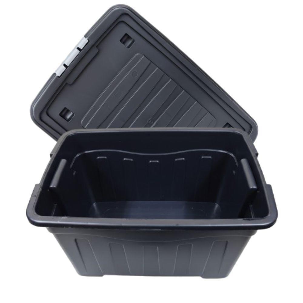 Caixa Organizadora Grande 53 L Preta Com Rodinhas E Tampa Com Travas Laterais - 4