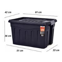 Caixa Organizadora Grande 53 L Preta Com Rodinhas E Tampa Com Travas Laterais - 9