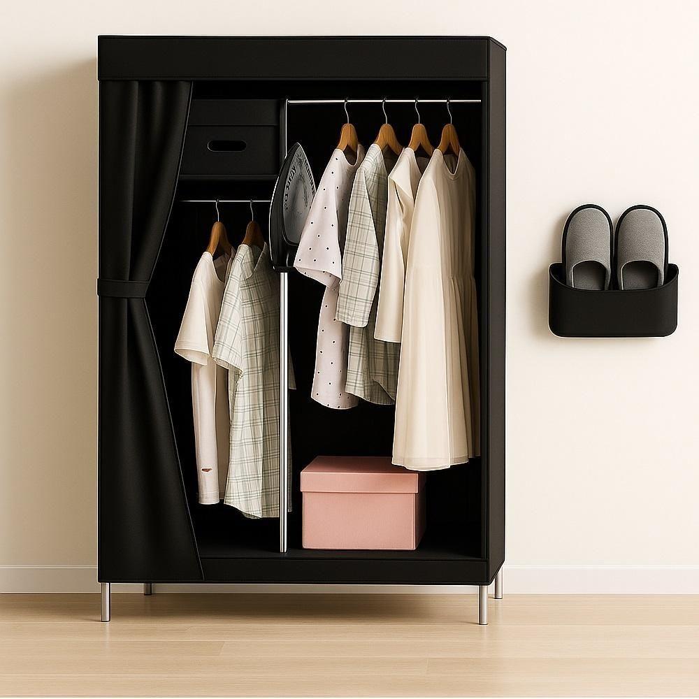 Guarda-roupa Portátil Com Cabideiro E Prateleiras – Organização, Praticidade E Design Compacto - Preto - 2
