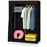 Guarda-roupa Portátil Com Cabideiro E Prateleiras – Organização, Praticidade E Design Compacto - Preto - 4