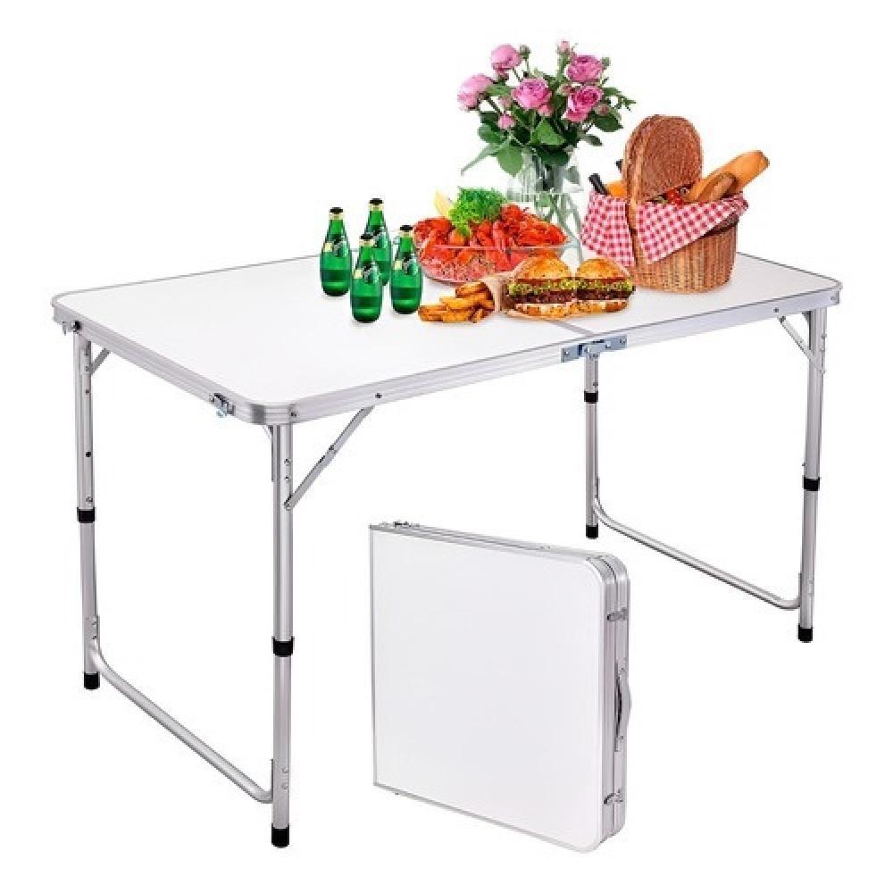 Mesa Dobrável Em Alumínio 120x60cm Com Tampo Em Mdf – Vira Maleta Portátil Para Camping, Praia E Festas - 4