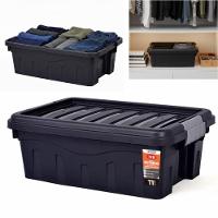 Caixa Organizadora Multiuso Empilhável 11 L Preta Com Tampa E Travas Laterais - 1