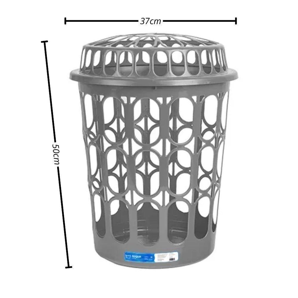 Cesto Telado 30 L Cinza Com Tampa Para Roupas Em Lavanderia, Banheiro E Quarto - 7
