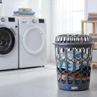 Cesto Telado 30 L Cinza Com Tampa Para Roupas Em Lavanderia, Banheiro E Quarto - 5