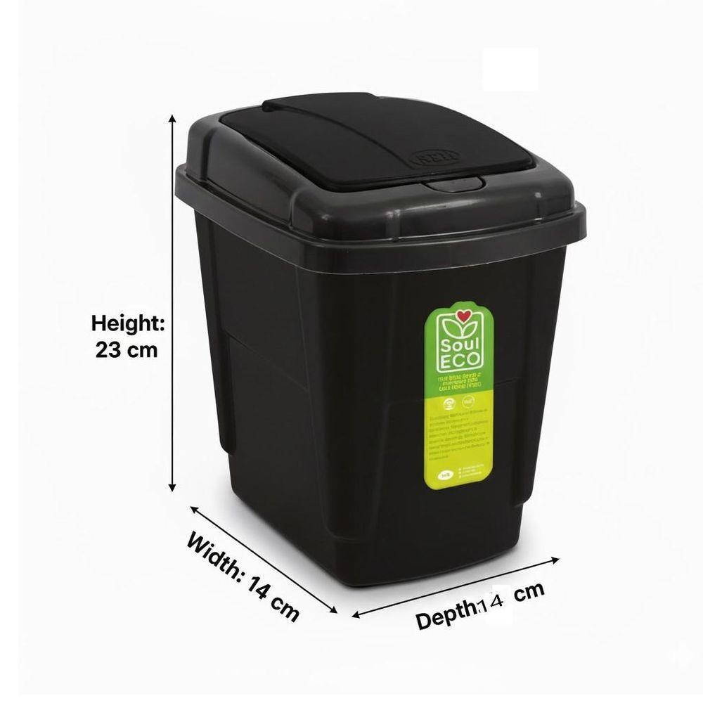 Lixeira Click 4,5 L Preta Portátil Com Tampa Basculante Para Pia, Banheiro E Escritório - 3