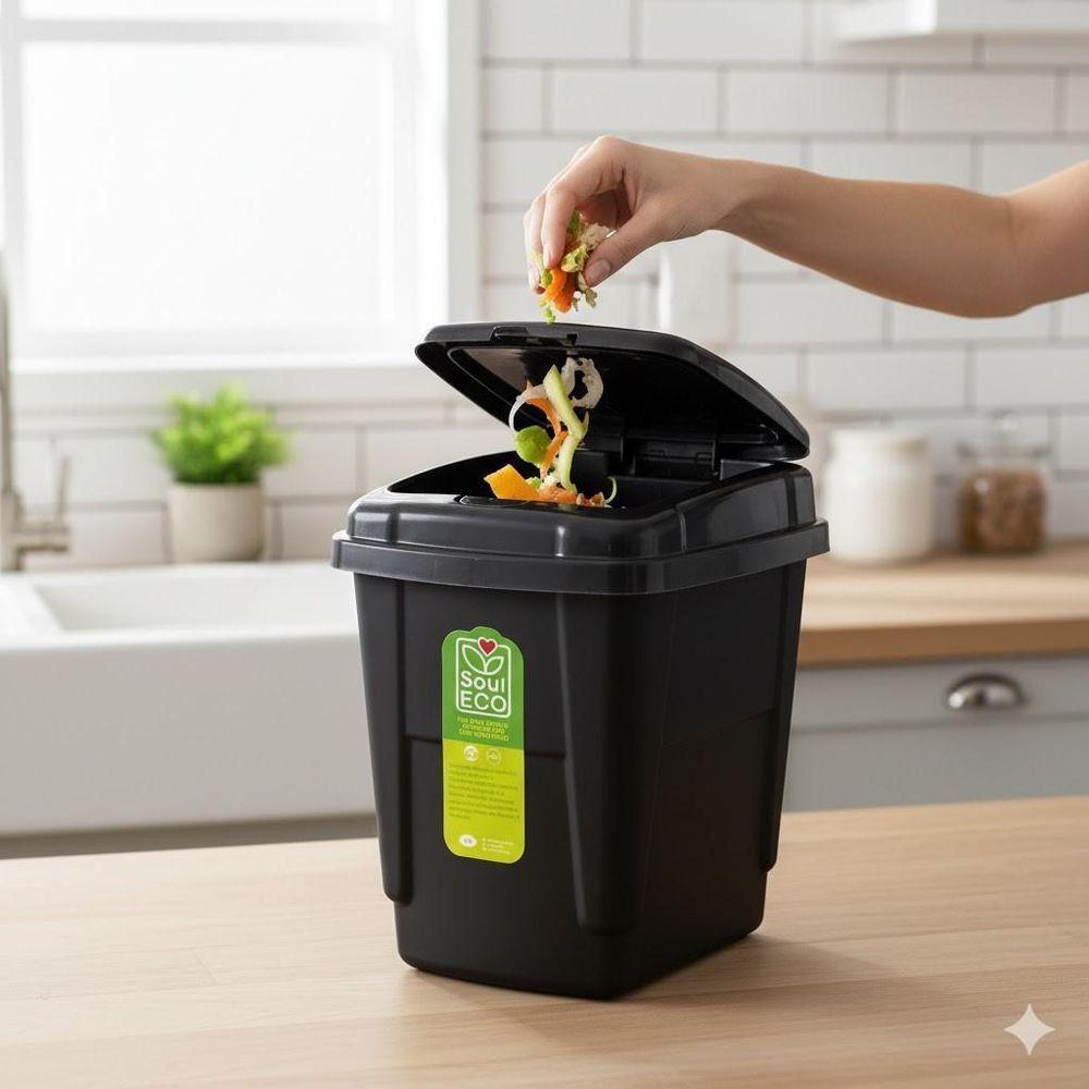 Lixeira Click 4,5 L Preta Portátil Com Tampa Basculante Para Pia, Banheiro E Escritório - 4