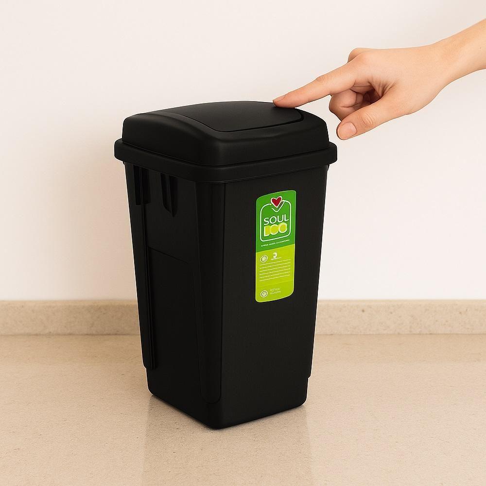 Lixeira Click 7,5 L Preta Com Abertura Por Clique Para Cozinha E Banheiro - 2