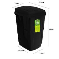 Lixeira Click 7,5 L Preta Com Abertura Por Clique Para Cozinha E Banheiro - 5