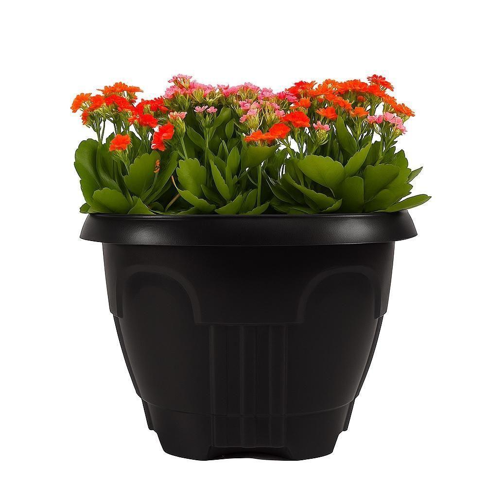 Vaso Redondo 15,5 L De Plástico Preto Para Plantas E Decoração De Jardins E Varandas - 1