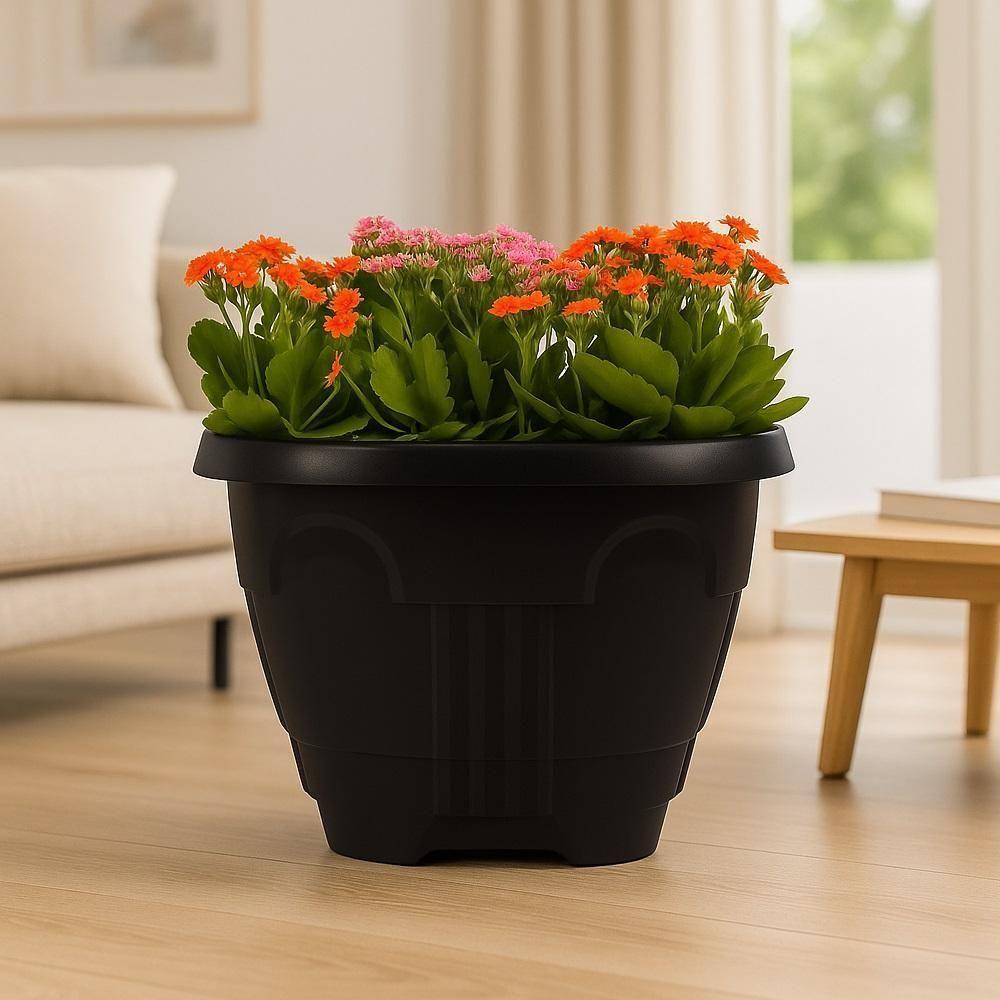 Vaso Redondo 15,5 L De Plástico Preto Para Plantas E Decoração De Jardins E Varandas - 4