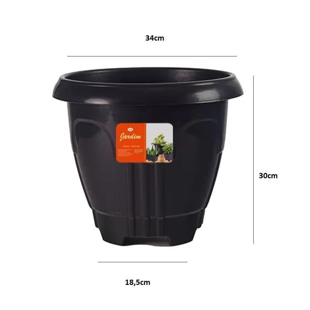 Vaso Redondo 15,5 L De Plástico Preto Para Plantas E Decoração De Jardins E Varandas - 5