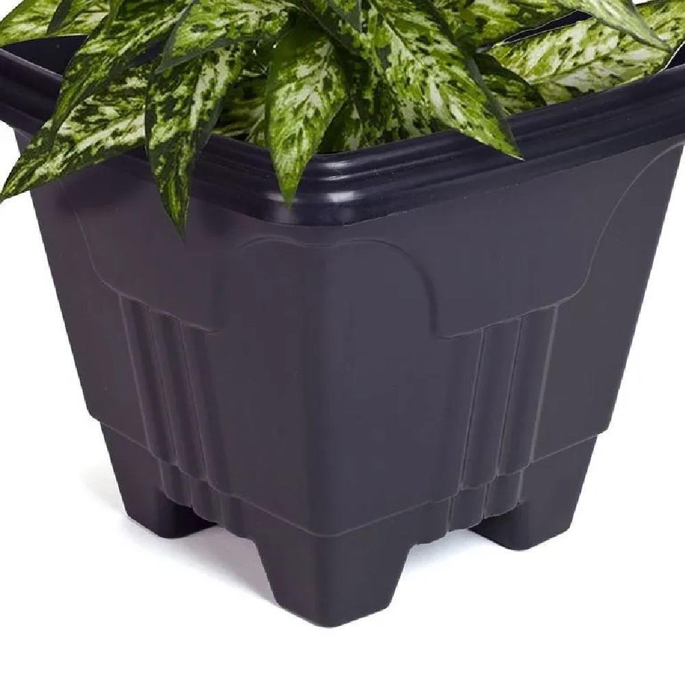 Vaso Quadrado 16,5 L De Plástico Preto Para Plantas E Decoração - 3