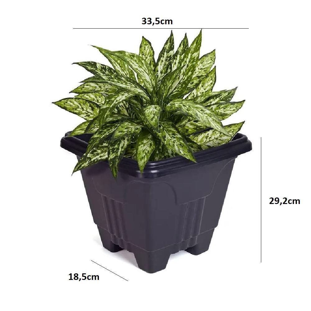 Vaso Quadrado 16,5 L De Plástico Preto Para Plantas E Decoração - 6