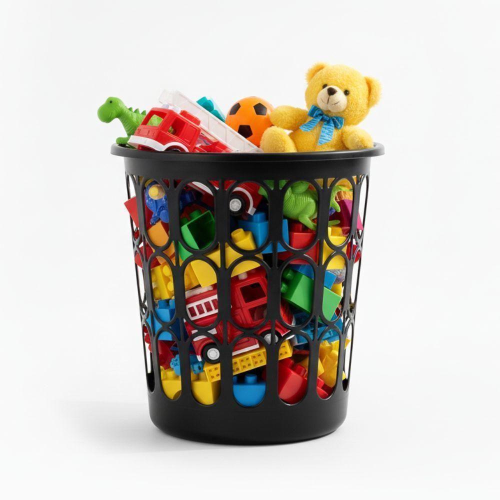 Cesto Telado Para Roupas 30 L Com Tampa Preta Para Lavanderia E Banheiro - 5